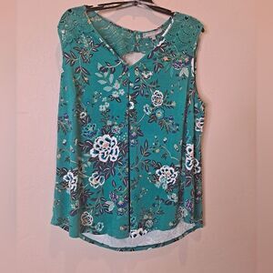 Daniel Rainn Fantine Crochet Detail Knit Top Floral Size 2X NWT